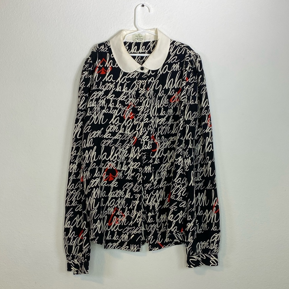 Kate Spade Jessie Blouse Oh la la Button Down Top, Size S